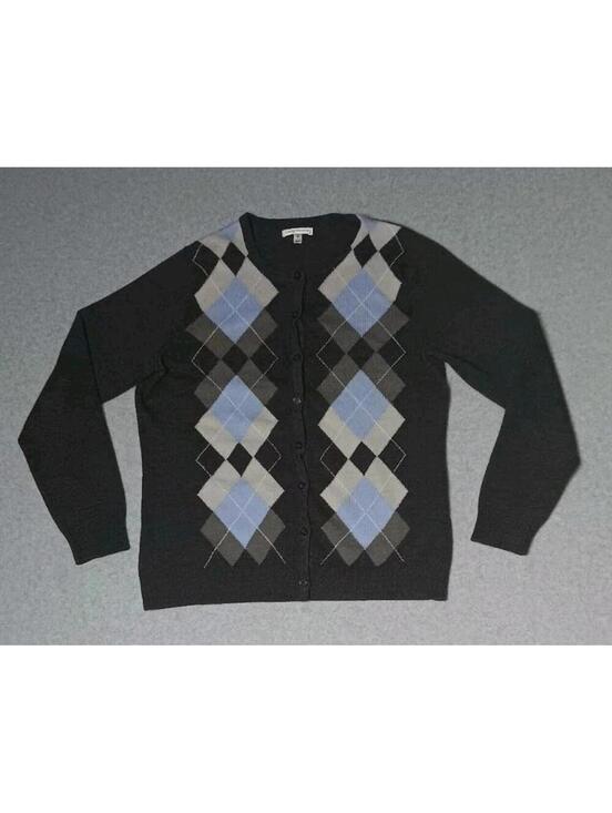 Sweaters - Croft And Barrow Argyle Long Sleeve Button Up Cardigan Womens Size Medium...